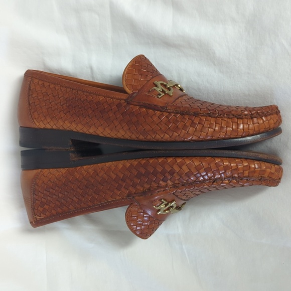 Bruno Magli Kingston Brown Woven Leather Horsebit Loafers Made in Italy Size 9 - Picture 8 of 12